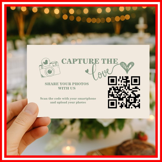 Carte D'accompagnement Mariage Code QR Capturez l'amour Vert Sauge (Créateur téléchargé)