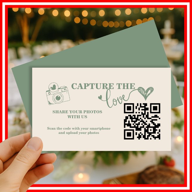 Carte D'accompagnement Mariage Code QR Capturez l'amour Vert Sauge (Créateur téléchargé)