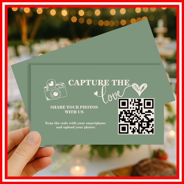 Carte D'accompagnement Mariage Code QR Capturez l'amour Vert Sauge (Créateur téléchargé)