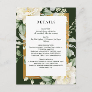 Carte D'accompagnement Mariage Code QR Émeraude Sage & Rose Ivoire