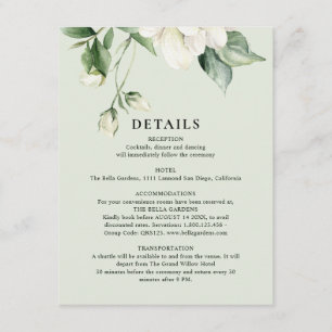 Carte D'accompagnement Mariage Code QR Éucalyptus & Rose Ivoire Vert Saug