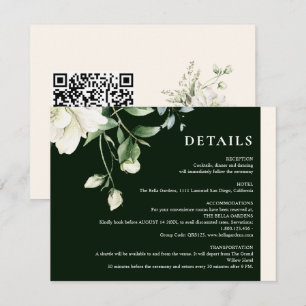 Carte D'accompagnement Mariage Code QR Éucalyptus & Rose Ivoire Vert Saug