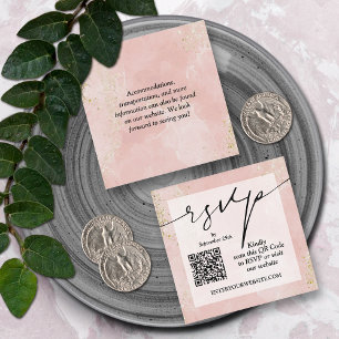 Carte D'accompagnement Mariage Code QR Rose Poussiéreux