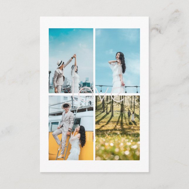 Carte D'accompagnement Mariage Collage Photo d'Amour Romance Blanche (Devant)