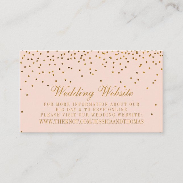 Carte D'accompagnement Mariage Confetti rose et or (Devant)