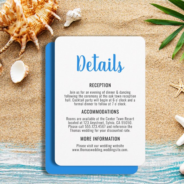 Carte D'accompagnement Mariage côtier blanc et blanc (Blue and White Whimsical Coastal Wedding Enclosure Card
)
