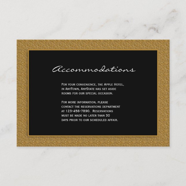 Carte D'accompagnement Mariage d'accentuation de défilement noir et or (Devant)