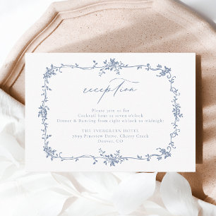Carte D'accompagnement Mariage d'accueil victorien Floral Dusty Blue