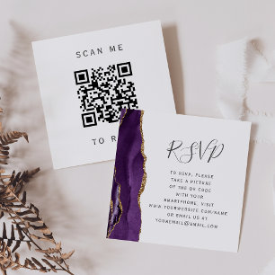 Carte D'accompagnement Mariage d'âge or violet Code QR RSVP