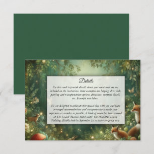 Carte D'accompagnement Mariage dans la Forêt Enchantée de Vert Émeraude