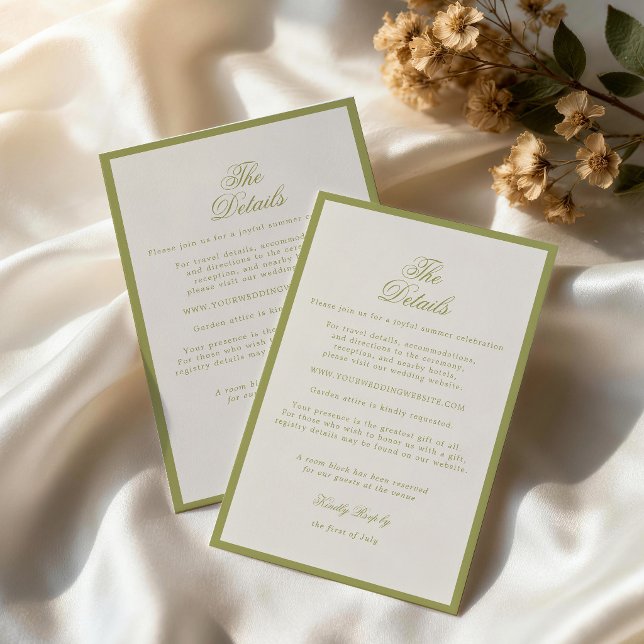 Carte D'accompagnement Mariage dans le Jardin Enclosure Calligraphie Vert (Créateur téléchargé)