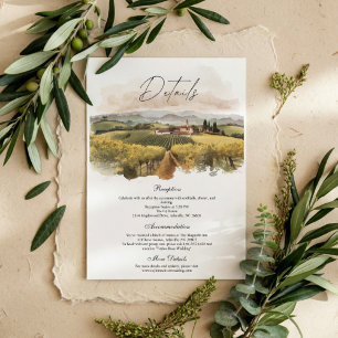 Carte D'accompagnement Mariage dans un vignoble toscan Campagne italien