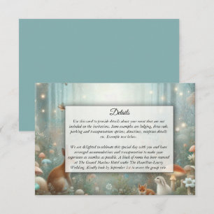 Carte D'accompagnement Mariage dans une forêt enchantée de sarcelle et de