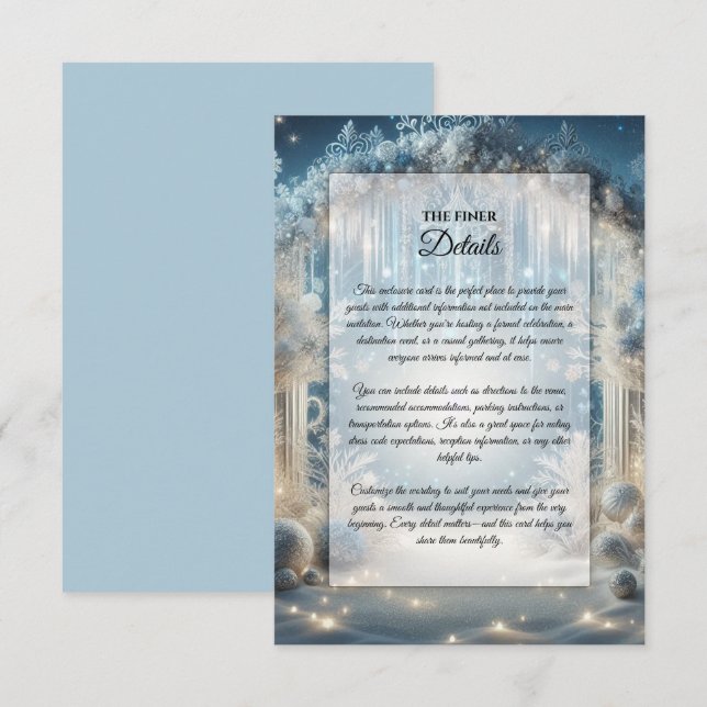 Carte D'accompagnement Mariage dans une forêt enneigée scintillante (Devant / Derrière)