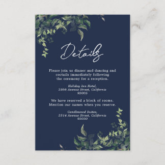 Carte D'accompagnement Mariage d'aquarelle botanique bleu marine