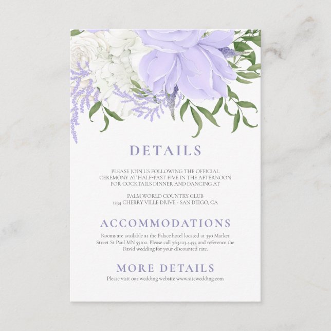 Carte D'accompagnement Mariage d'aquarelle de périwinkle botanique (Devant)