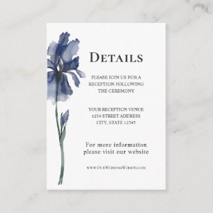 Carte D'accompagnement Mariage d'aquarelle florale bleu Iris