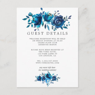 Carte D'accompagnement Mariage d'aquarelle marine et blanche Détails sur