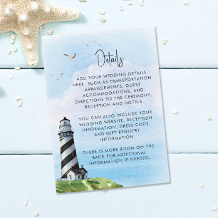 Carte D'accompagnement Mariage d'aquarelle marine Lighthouse Détails