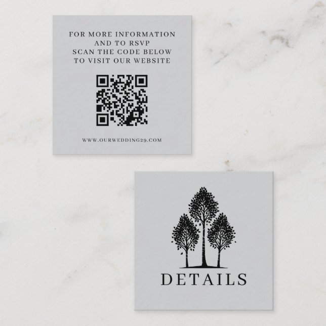 Carte D'accompagnement Mariage d'arbre gris Aspen QR (Devant / Derrière)