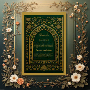 Carte D'accompagnement Mariage d'arc arabe Emerald Gold