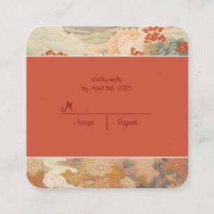 Carte D'accompagnement mariage d'art japonais vintage rsvp