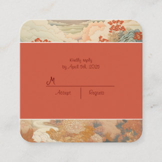 Carte D'accompagnement mariage d'art japonais vintage rsvp