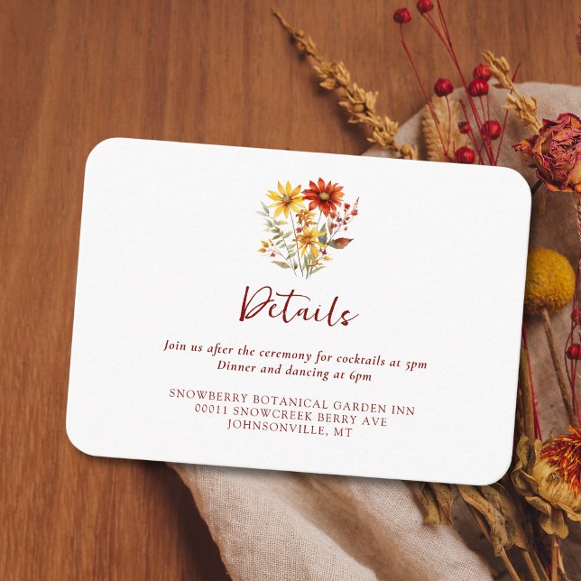 Carte D'accompagnement Mariage de automne Floral de rouille orange brûlée (Créateur téléchargé)