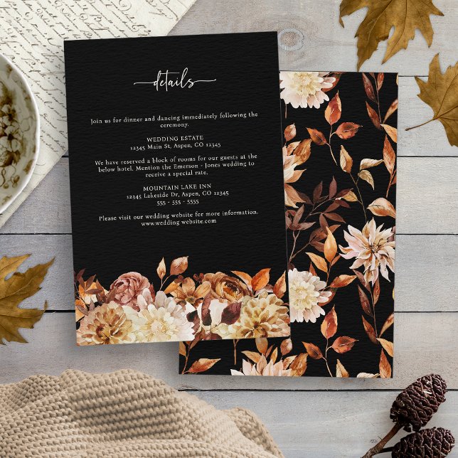 Carte D'accompagnement Mariage de automne noir (Black Fall Wedding Enclosure Card
)