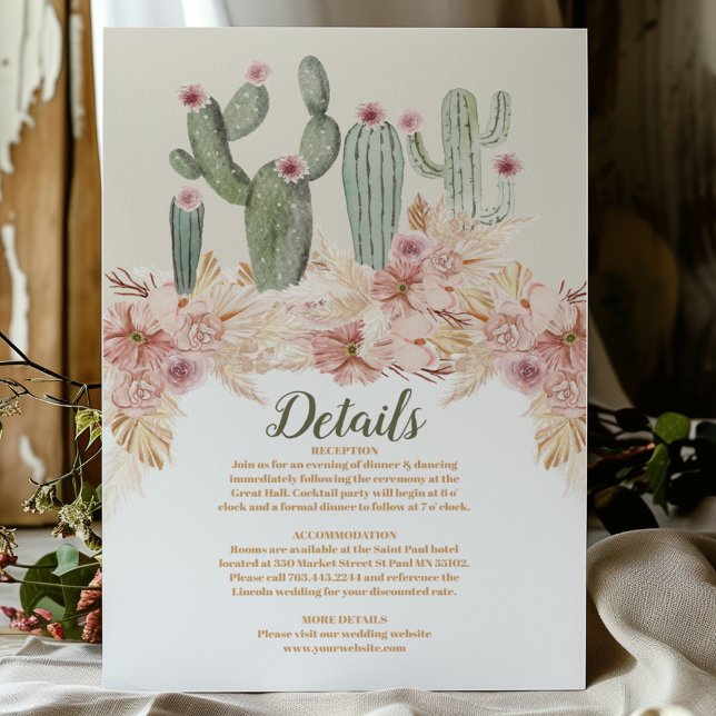 Carte D'accompagnement Mariage de Boho Desert Cactus (Créateur téléchargé)