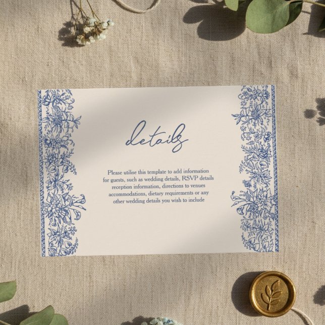 Carte D'accompagnement Mariage de bordure floral bleu (Créateur téléchargé)