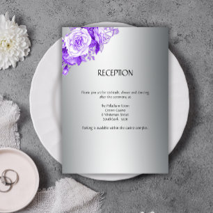 Carte D'accompagnement Mariage de bouquet en argent métallique et rose vi