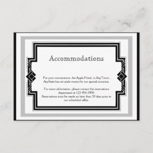 Carte D'accompagnement Mariage de cadre Art déco noir blanc argenté Insér