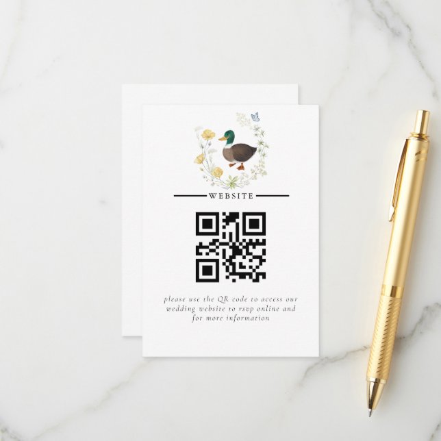 Carte D'accompagnement Mariage de canard colvert fleur sauvage (Devant/Arrière en situation)