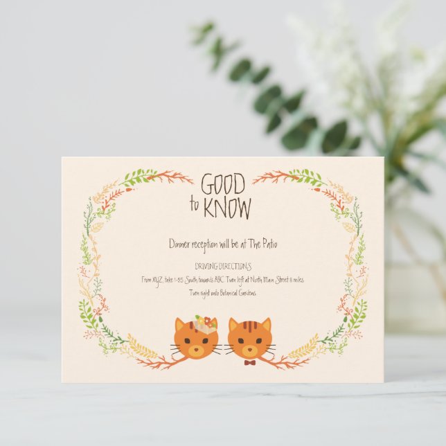 Carte D'accompagnement Mariage de chats de forêt lunaire (crème) RSVP (Debout devant)