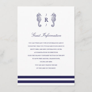 Carte D'accompagnement Mariage de cheval de mer de la marine nautique