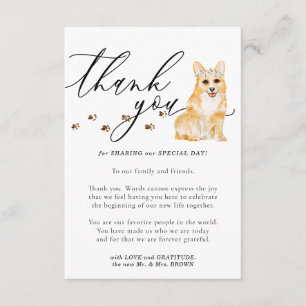 Carte D'accompagnement Mariage de chiot Corgi Remerciements