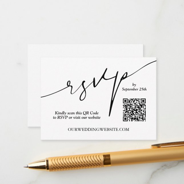 Carte D'accompagnement Mariage de code QR (Devant/Arrière en situation)