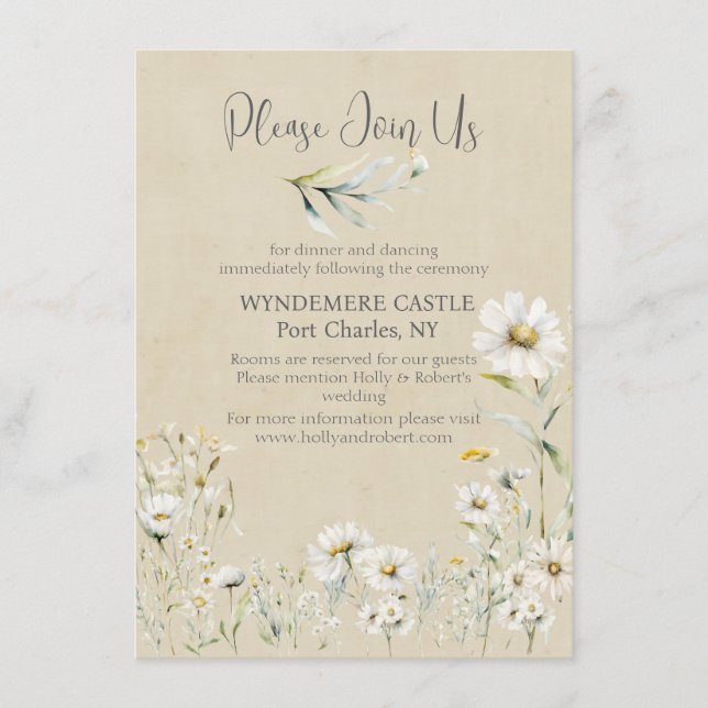 Carte D'accompagnement Mariage de code QR Daisy (Devant)