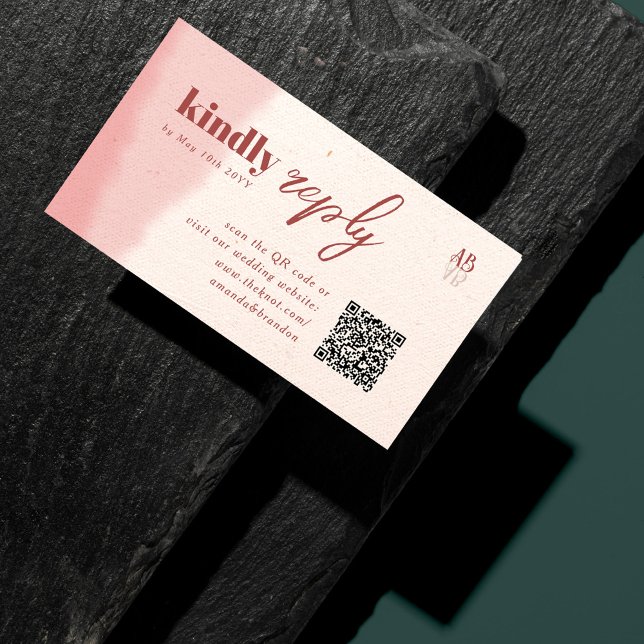 Carte D'accompagnement Mariage de code QR de script Gras de flush et de f (Créateur téléchargé)