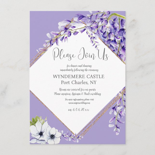 Carte D'accompagnement Mariage de code QR des fleurs de bactéries (Devant)