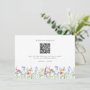 Carte D'accompagnement Mariage de code QR Fleur sauvage de printemps