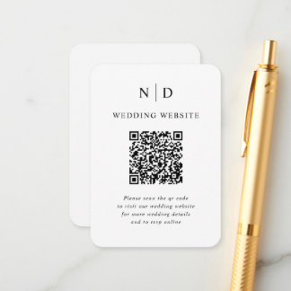 Carte D'accompagnement Mariage de code QR noir et blanc