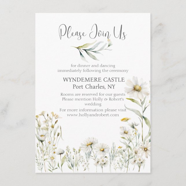 Carte D'accompagnement Mariage de code QR White Daisy (Devant)
