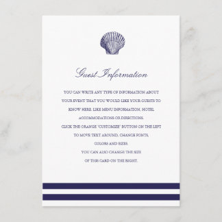 Carte D'accompagnement Mariage de coquillages de marine nautique