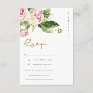 CARTE D'ACCOMPAGNEMENT MARIAGE DE COULEUR D'EAU FLORALE ROSE BLUSH PEONH