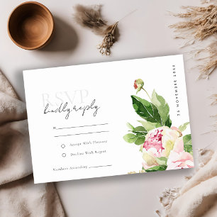 CARTE D'ACCOMPAGNEMENT MARIAGE DE COULEUR D'EAU FLORALE ROSE BLUSH PEONH