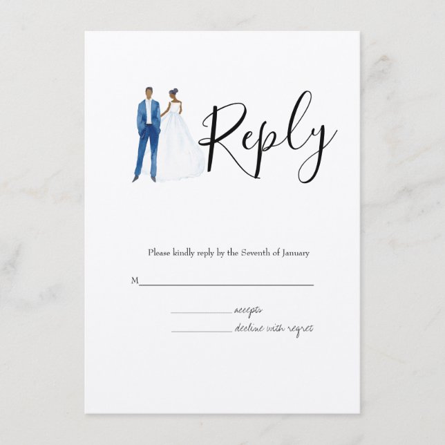 Carte D'accompagnement Mariage de couples illustré par Afro-américain (Devant)
