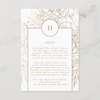 Carte D'accompagnement Mariage de couronne de monogramme or Premium Elega