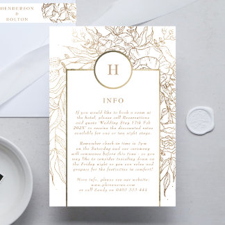 Carte D'accompagnement Mariage de couronne de monogramme or Premium Elega